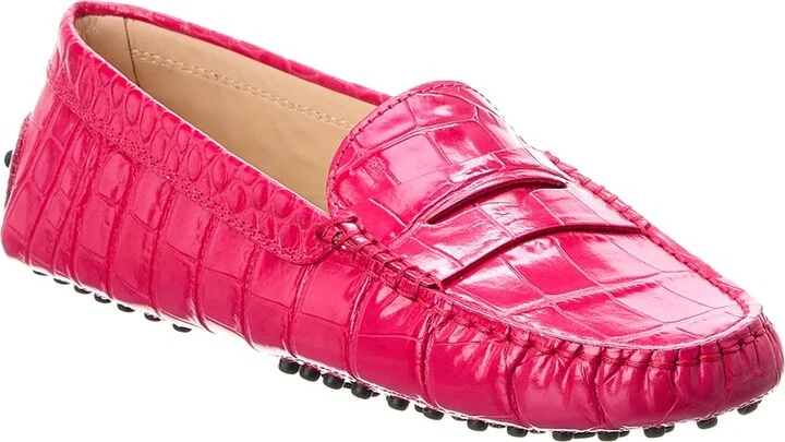 Tod’S Gommino Croc-Embossed Leather Loafer