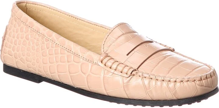 TOD’s Gommino Croc-Embossed Leather Loafer