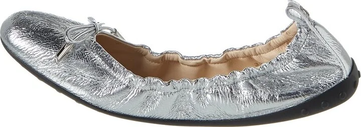 Tod’S Gommino Metallic Leather Ballerina Flat - Image 2