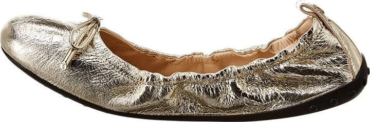 Tod’S Gommino Metallic Leather Ballerina Flat - Image 2