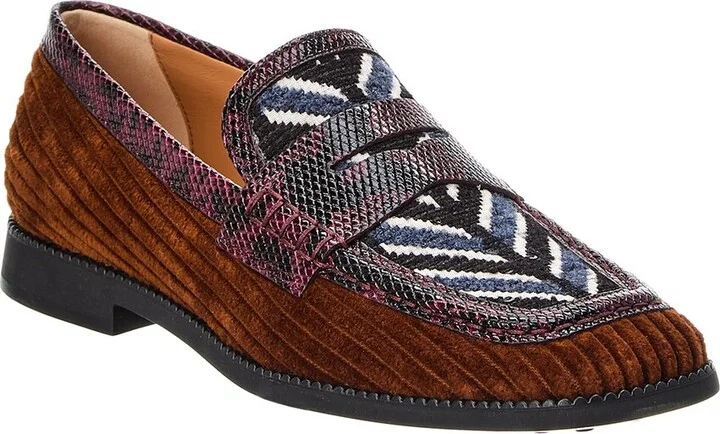 Tod’S Kate Gommino Velvet & Embossed Leather Loafer