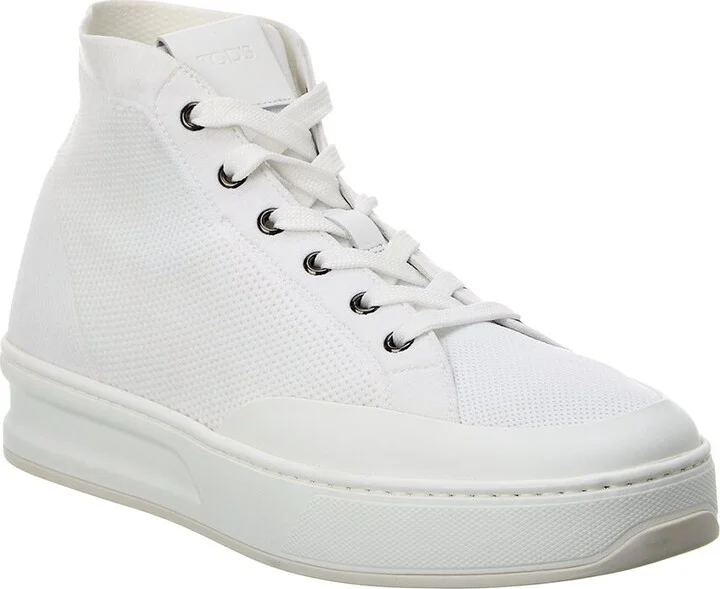 Tod’S Knit & Leather High-Top Sneaker