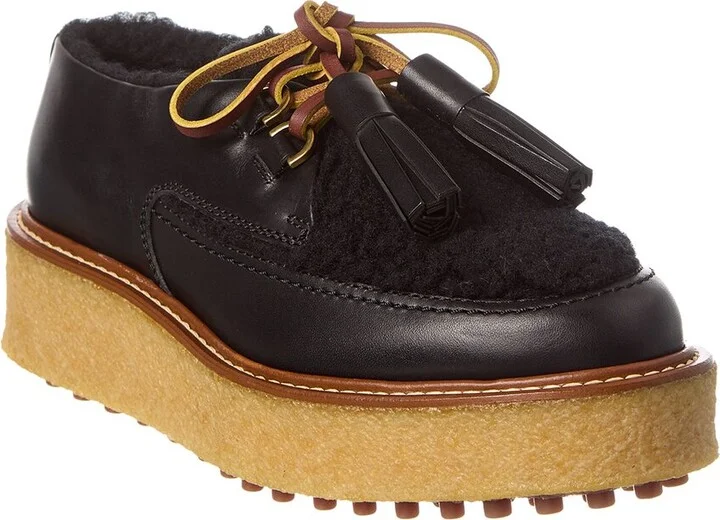 Tod’S Leather & Shearling Platform Loafer
