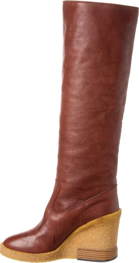 Tod’S Leather Wedge Knee-High Boot - Image 2