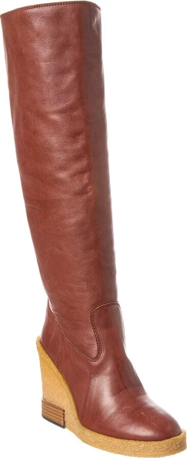 Tod’S Leather Wedge Knee-High Boot