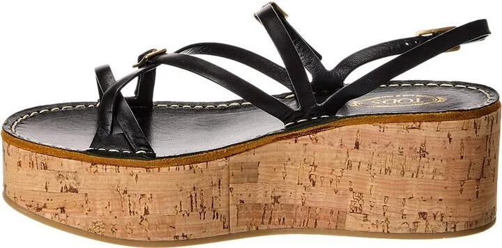 Tod’S Leather Wedge Sandal - Image 2