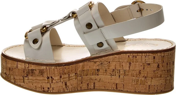 Tod’S Leather Wedge Sandal - Image 2