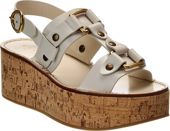 TOD’s Leather Wedge Sandal