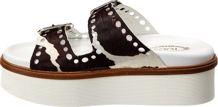 Tod’S Logo Haircalf Platform Sandal - Image 2