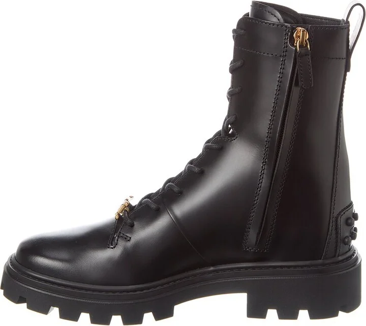 Tod’S Logo Leather Combat Boot - Image 2