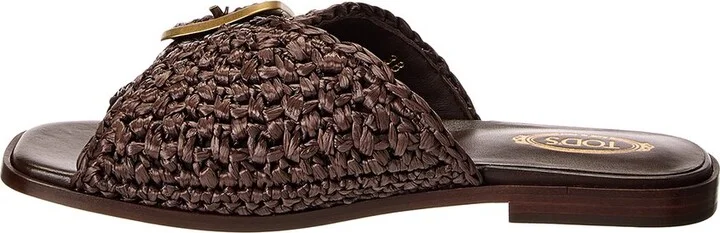 Tod’S Straw & Leather Sandal - Image 2