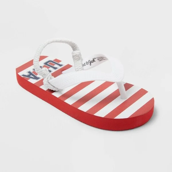 Toddler Adrian Americana UA Flip Flops - Cat & Jack™ Red/White : Thong trap, Open Toe, Indoor/Outdoor