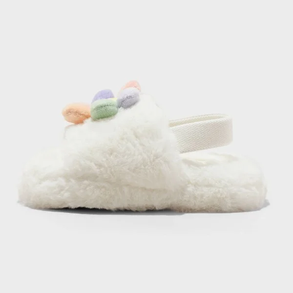 Toddler Avi 3D Flower Slippers - Cat & Jack™ Cream : Slip-On Indoor/Outdoor Slide, Open Round Toe, Medium Width - Image 2