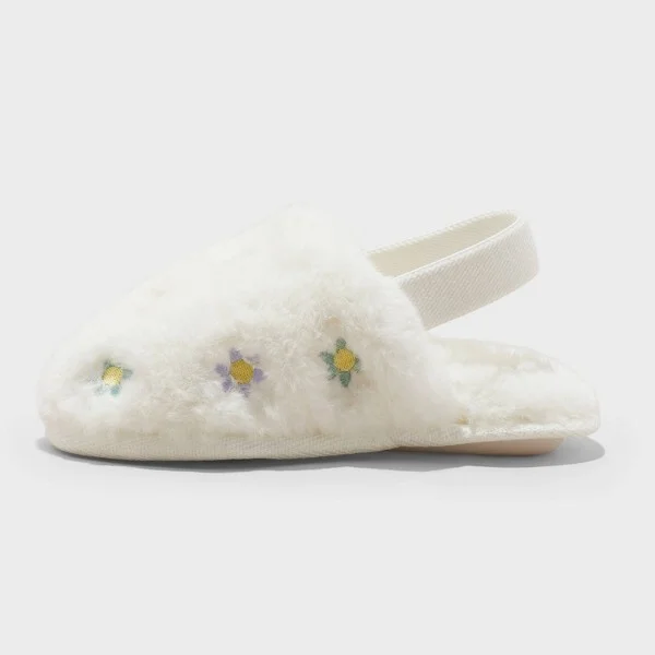 Toddler Nova Embroidered Flower Slippers - Cat & Jack™ : Slip-On, Indoor/Outdoor, Closed Round Toe - Image 2