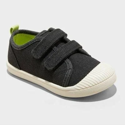 Toddler Parker Sneakers - Cat & Jack™ Black 4T: Machine Washable, Hook and Loop Closure, Non-Marking Outsole, Canvas Upper