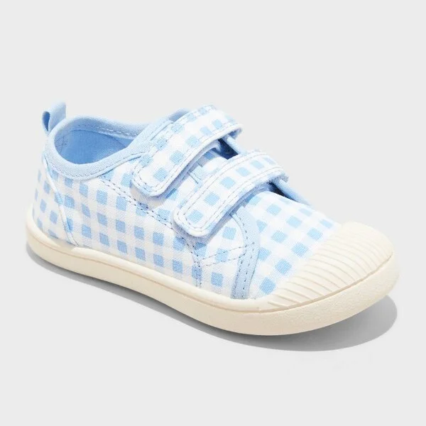 Toddler Parker Sneakers - Cat & Jack™ : Gingham Check, Hook and Loop, Canvas, Low Top