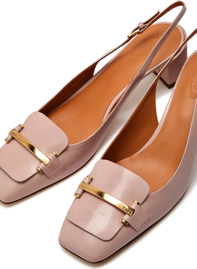 Tods Barretta 50 Smoothed Leather Slingback Pumps - Image 3