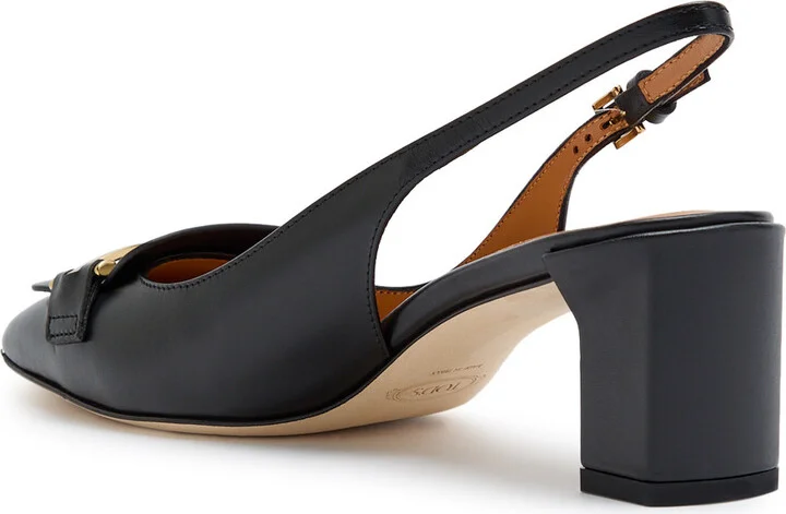 Tods Barretta 50 Smoothed Leather Slingback Pumps - Image 5