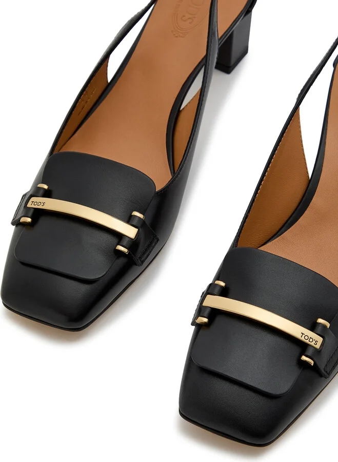 Tods Barretta 50 Smoothed Leather Slingback Pumps - Image 6