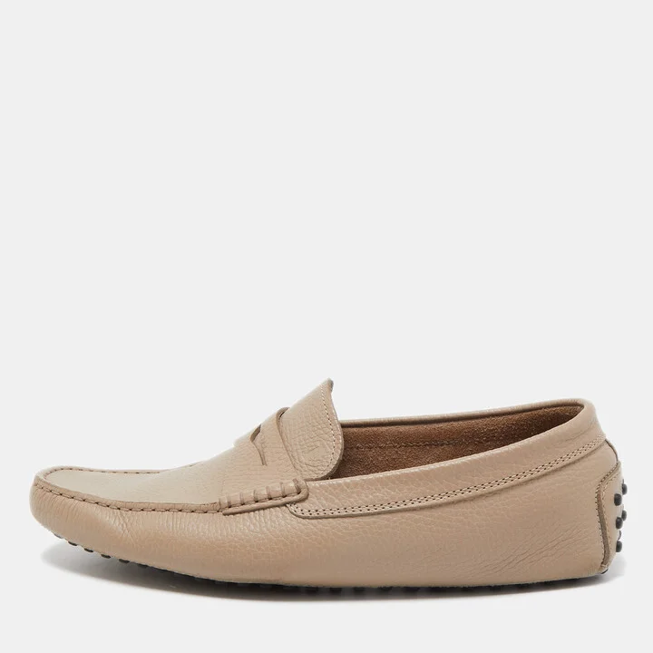 Tod's Beige Leather Penny Loafers Size 41.5