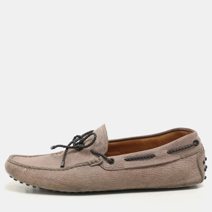 Tod's Beige Nubuck Leather Driver Loafers Size 41