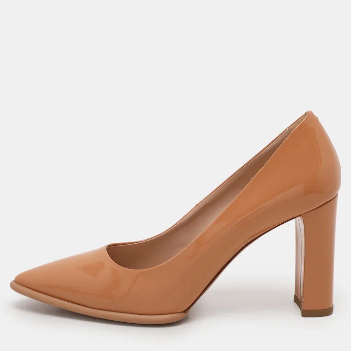 Tod's Beige Patent Leather Pointed Toe Pumps Size 39