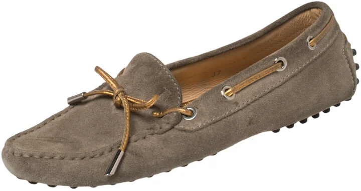 Tod's Beige Suede Bow Loafers Size 37