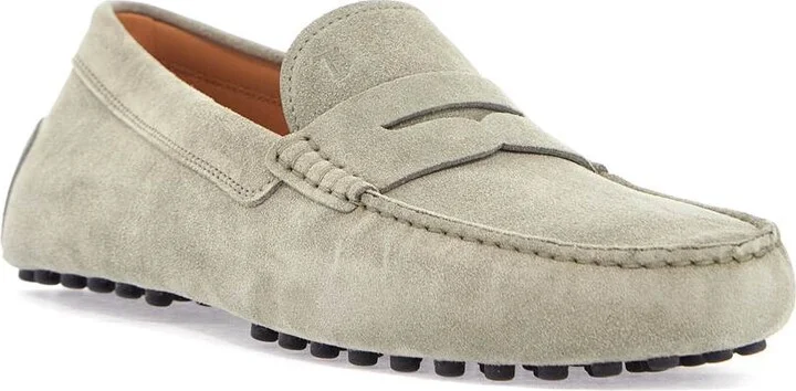 TOD'S beige suede driving moccasin for men with rubber sole - Image 4