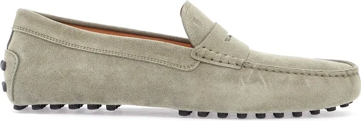 TOD'S beige suede driving moccasin for men with rubber sole
