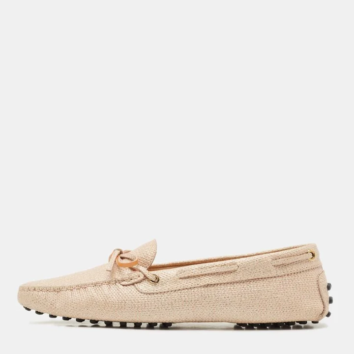 Tod's Beige Texture Nubuck Leather Penny Loafers Size 41