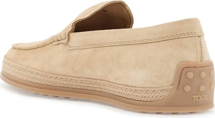 TOD'S beige woven leather slip-on loafers with rubber sole - Image 2