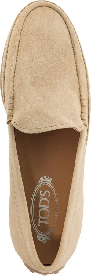 TOD'S beige woven leather slip-on loafers with rubber sole - Image 3