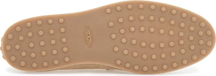 TOD'S beige woven leather slip-on loafers with rubber sole - Image 5