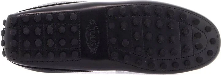 TOD'S black calfskin slip-on loafers with metallic strap and rubber sole - Image 5