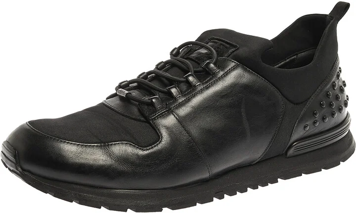 Tod's Black Leather and Nylon Lace Sneakers Size 47