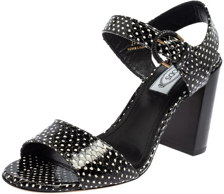Tod's Black Leather Ankle Strap Sandals Size 37.5