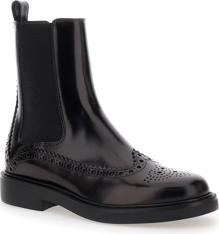 Tod'S Black Leather Blend Ankle Boots