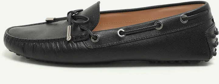Tod's Black Leather Bow Loafers Size 37