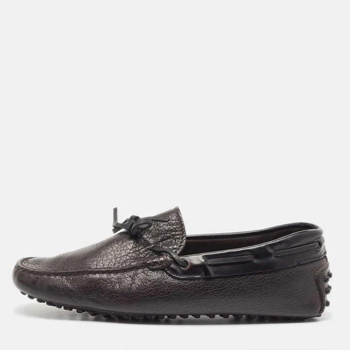 Tod's Black Leather Bow Slip On Loafers Size 39.5