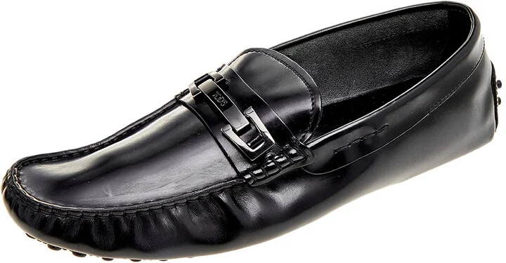 Tods Black Leather Buckle Loafers Size 41.5