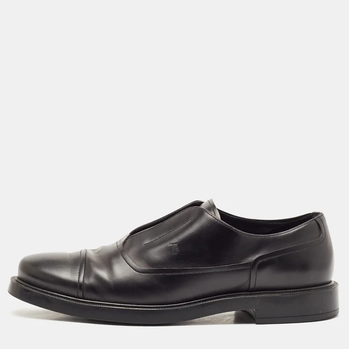 Tod's Black Leather Cap Toe Slip On Oxfords Size 43