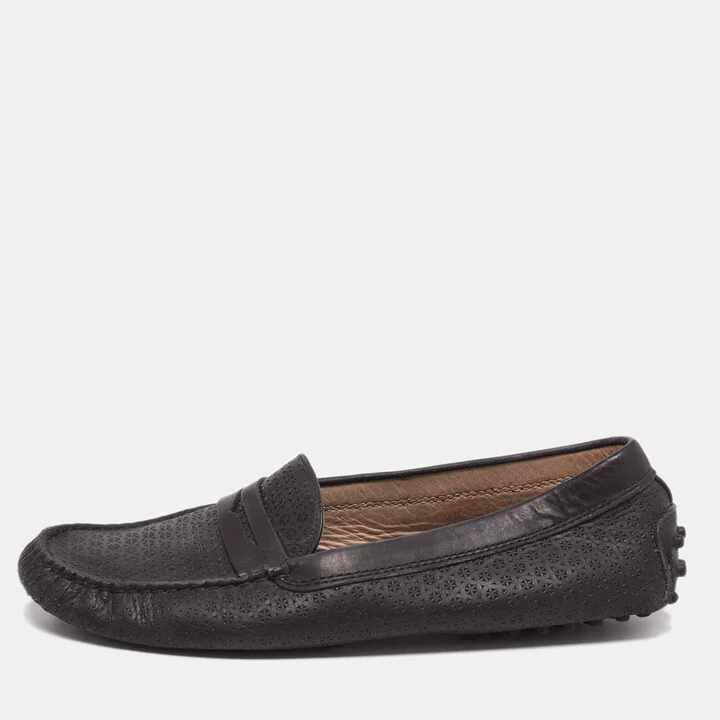 Tod's Black Leather Driving Loafers Size 38