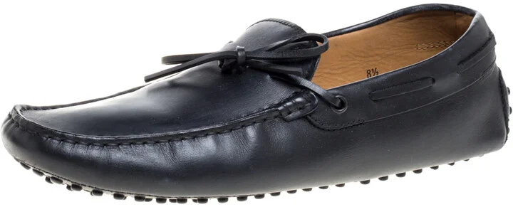 Tod's Black Leather Gommino Driving Bow Loafers Size 42.5