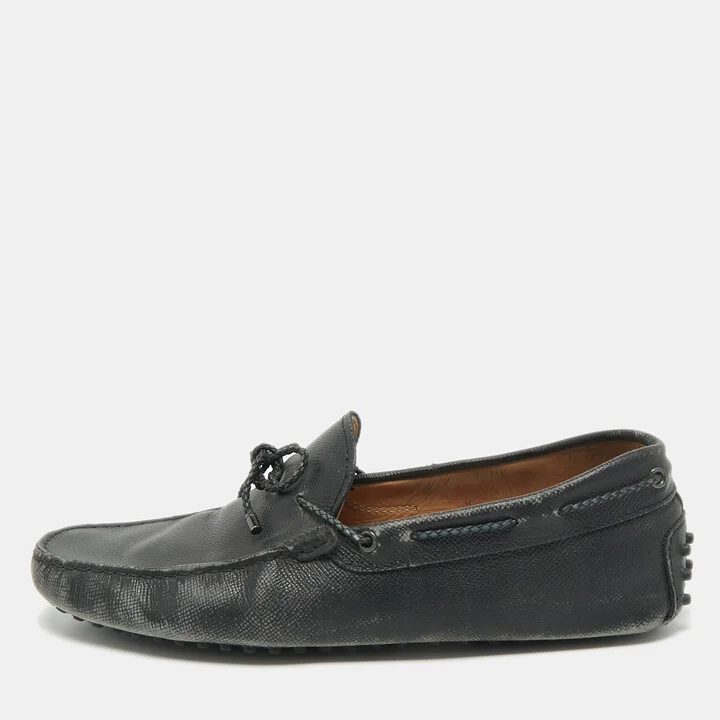 Tod's Black Leather Gommino Loafers Size 43