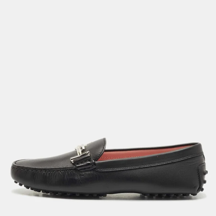 Tod's Black Leather Penny Loafers Size 38.5