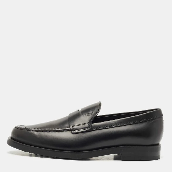 Tod's Black Leather Penny Penny Loafers Size 39.5