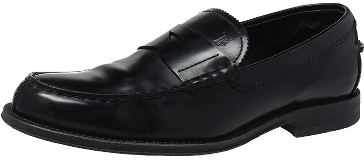 Tod's Black Leather Penny Slip On Loafers Size 39.5