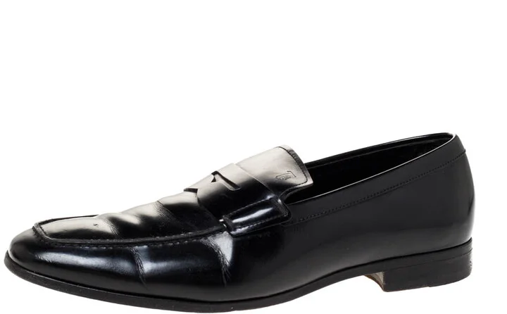 Tod's Black Leather Penny Slip On Loafers Size 40