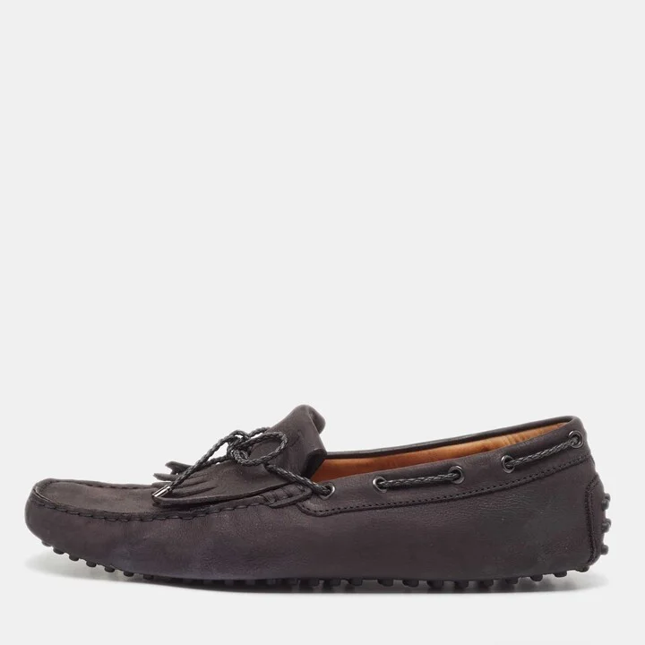Tod's Black Nubuck Leather Gommino Slip On loafers Size 43