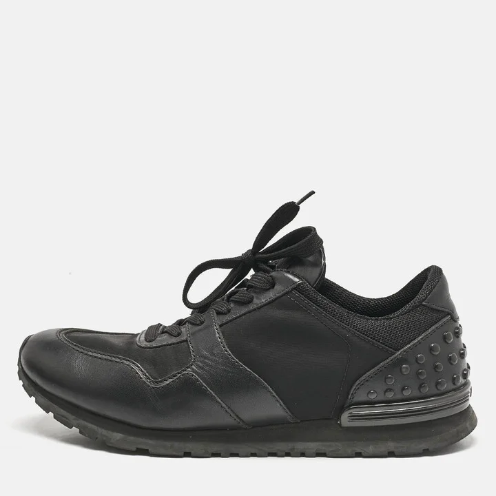 Tod's Black Nylon Mesh and Leather Low Top Sneakers Size 41